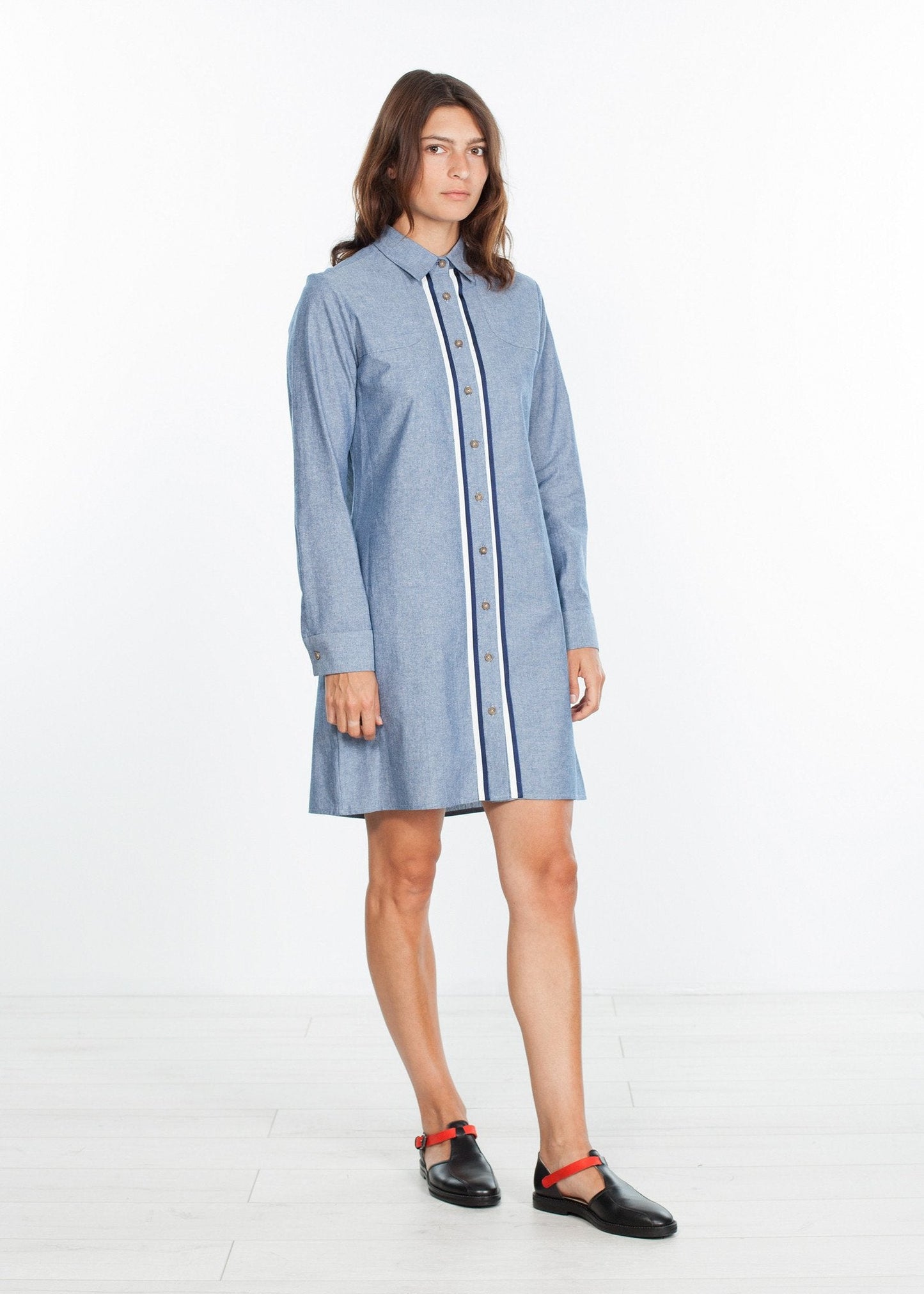 Chambray Shirtdress i blått