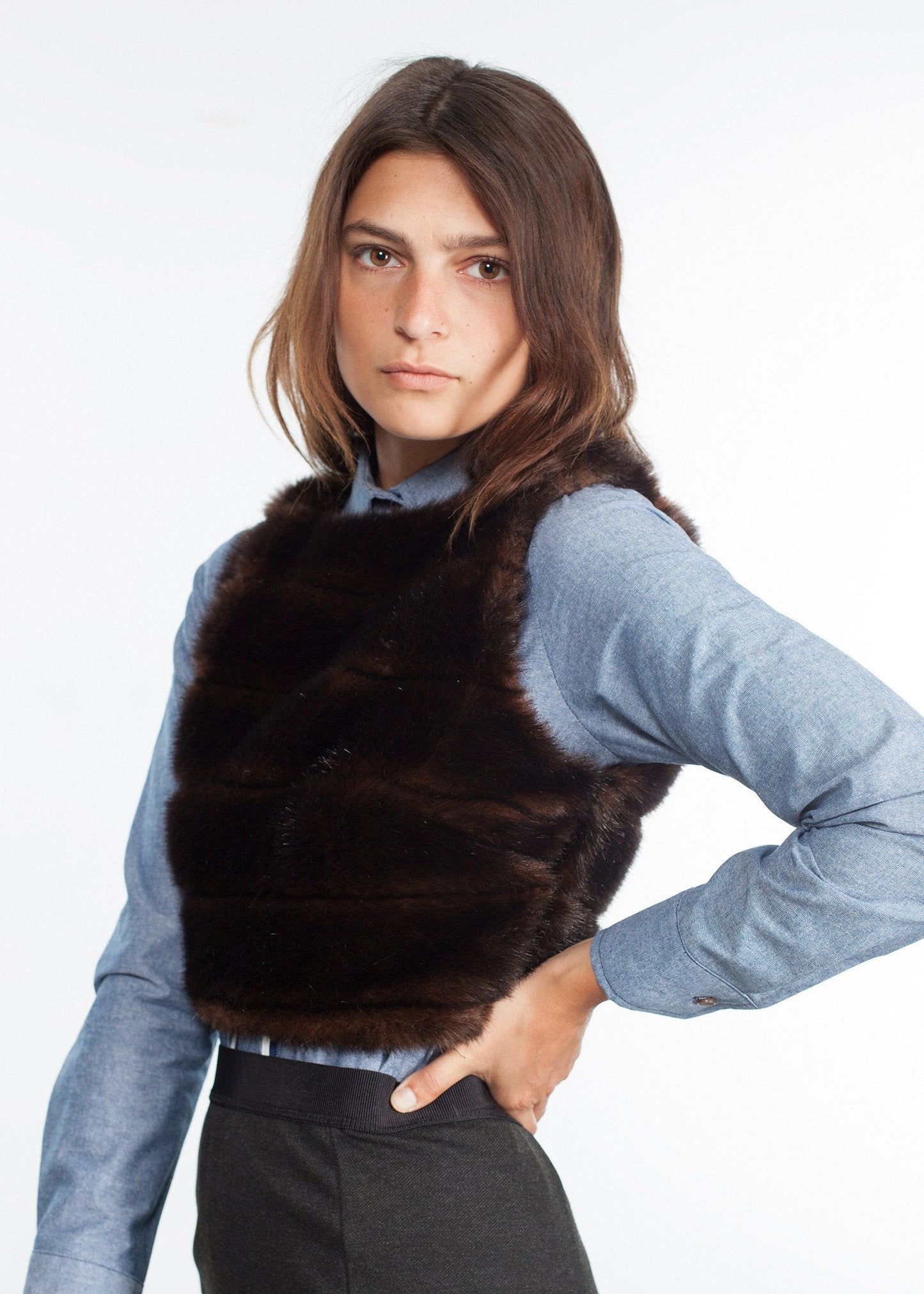 Chambray Boyfriend-Hemd in Blau