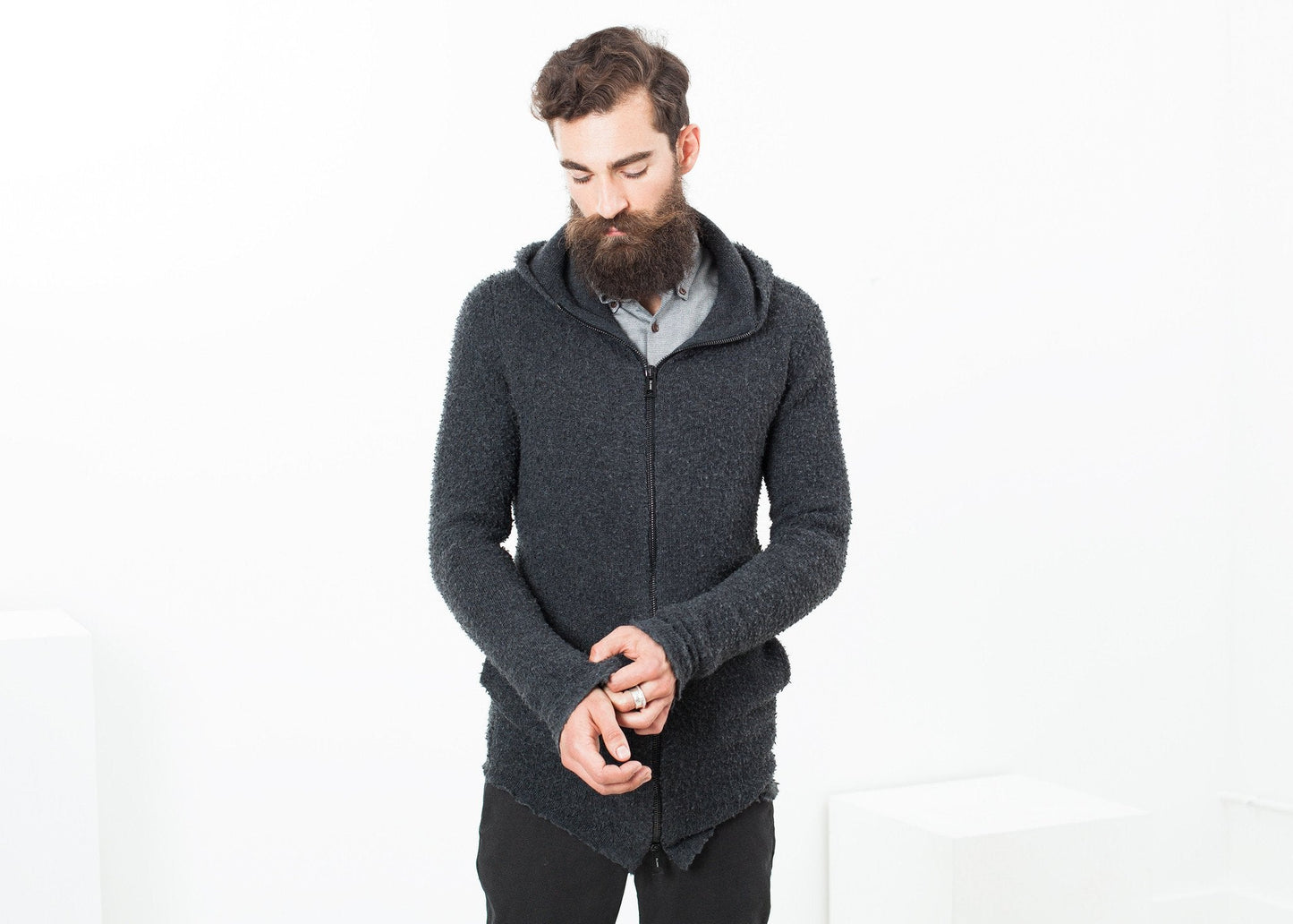 Pullover mit Pillenreißverschluss in Anthrazit