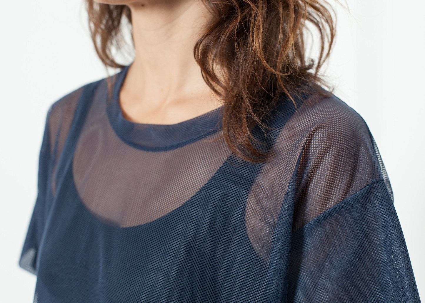 Mesh-Over-T-Shirt in Navy