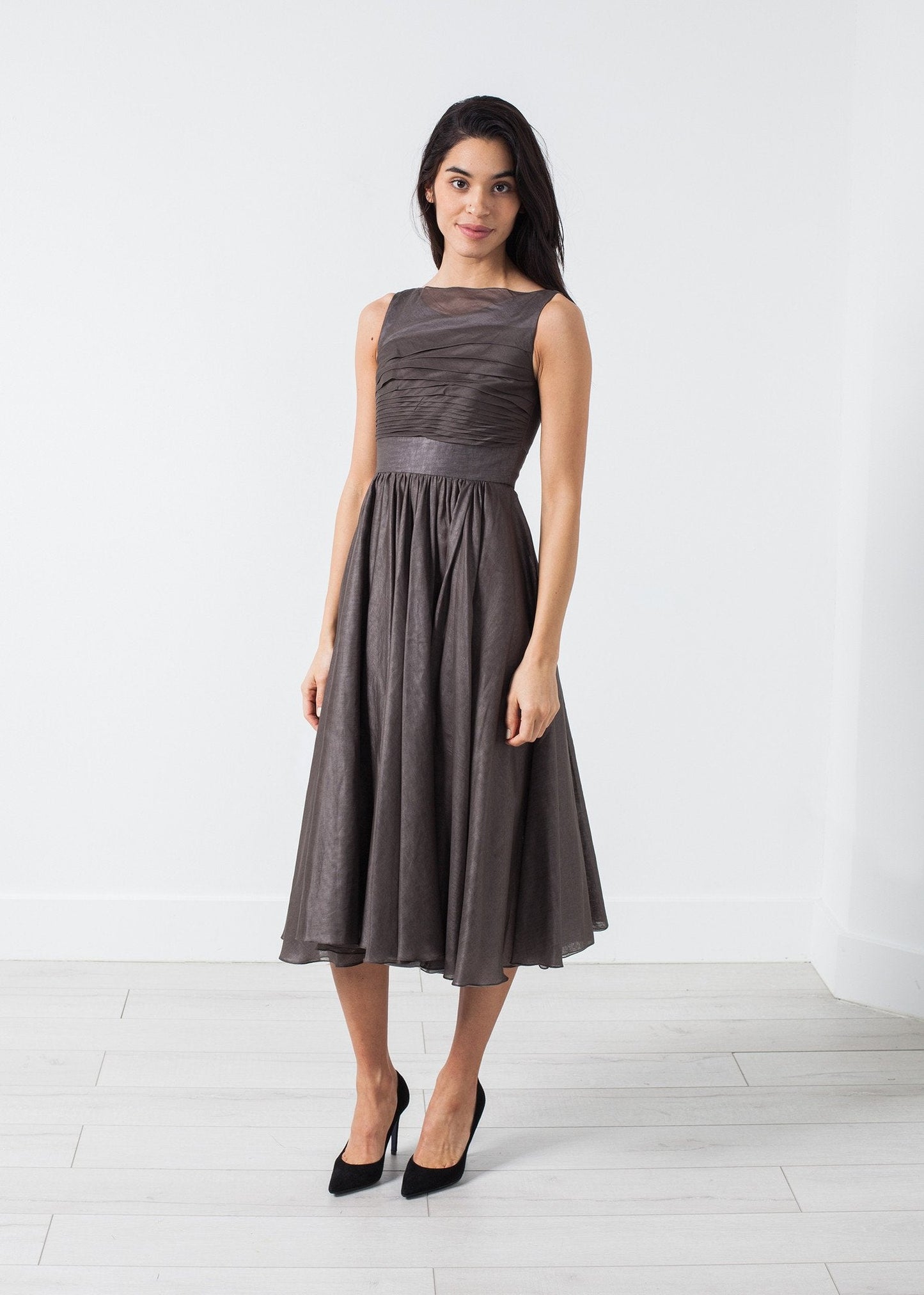 ROBE EN VOILE GRIS PERLE