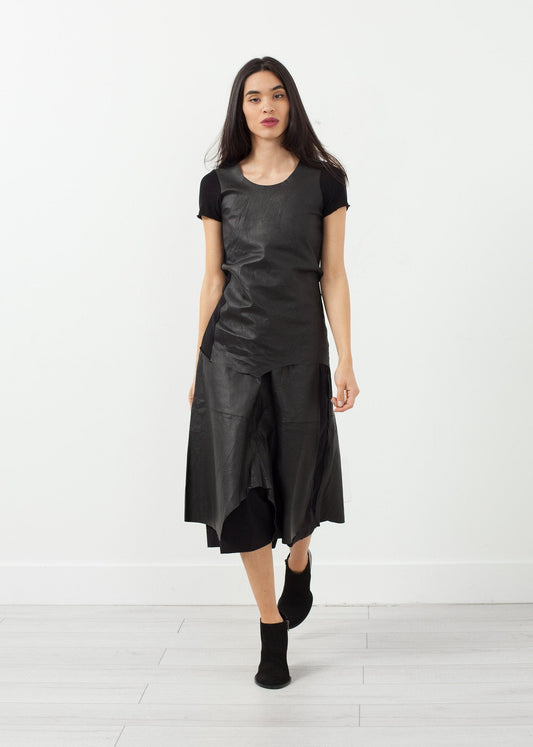 Pantalon en cuir à entrejambe bas