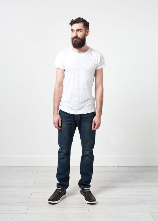 Komfort-T-Shirt aus weißem Leinen
