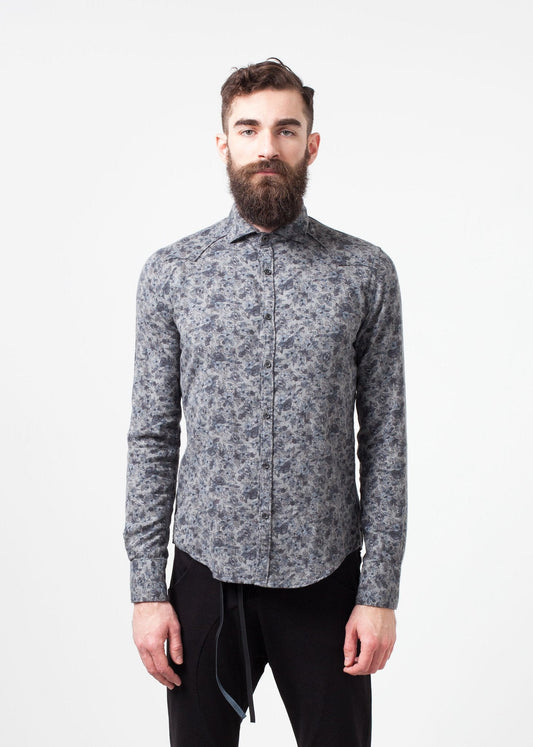 Western Arkansas Button-Up i grått blommigt