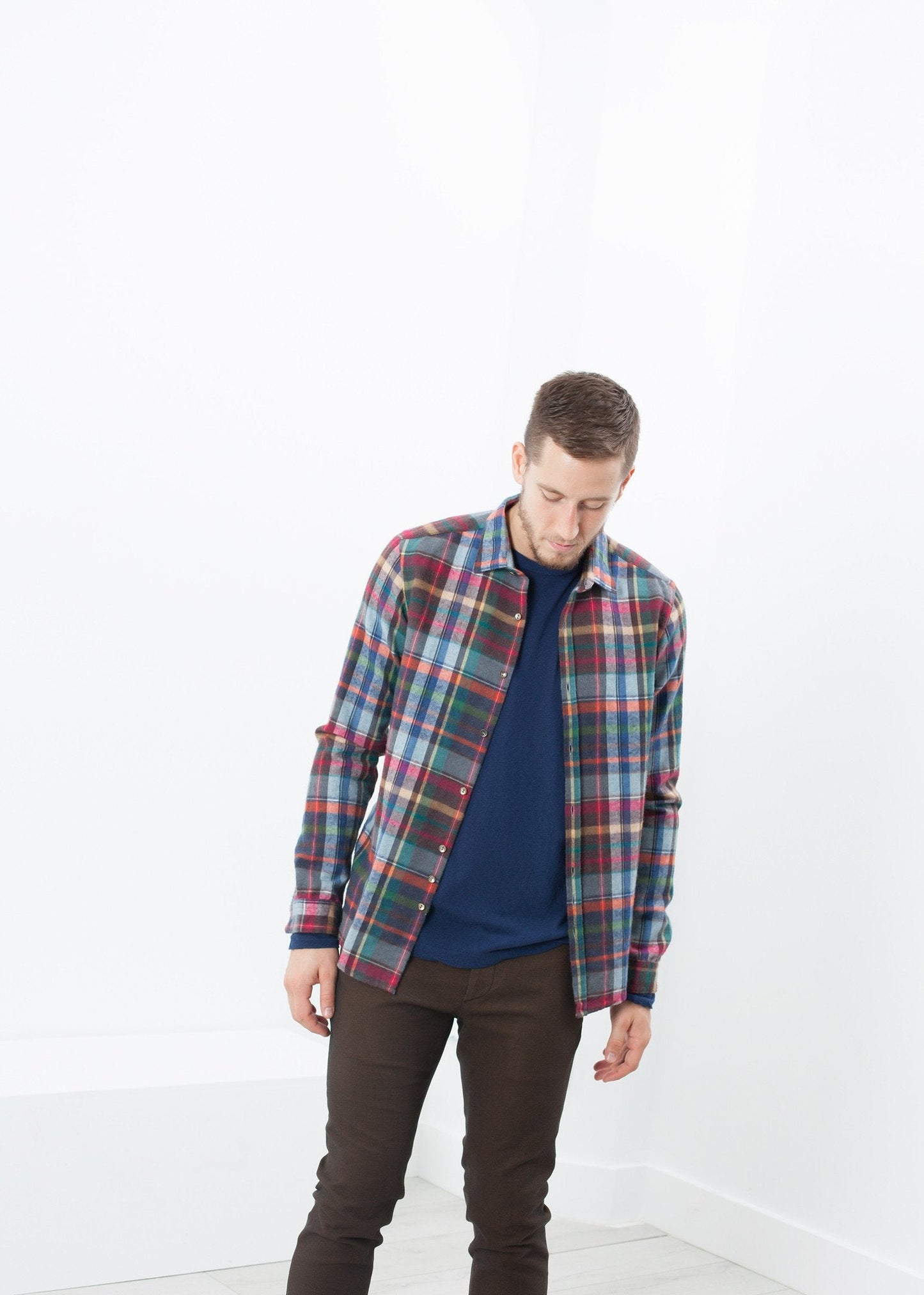 Riccardo Button-Up i Pläd Multi