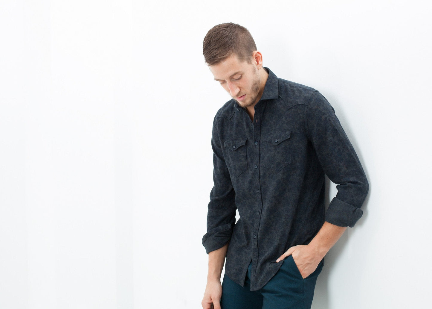 Western Arkansas Button-Up in Dark Hash Floral 