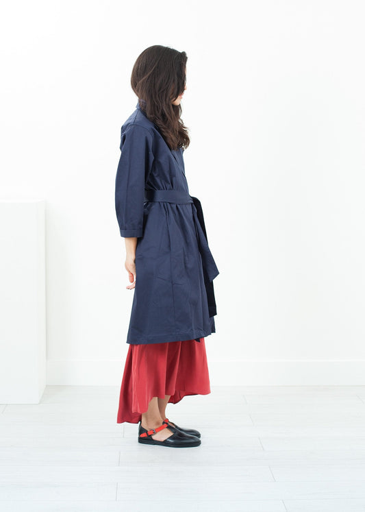 Satin-Trenchcoat in Navy 