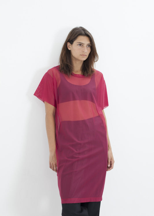Mesh-Überkleid in Pink