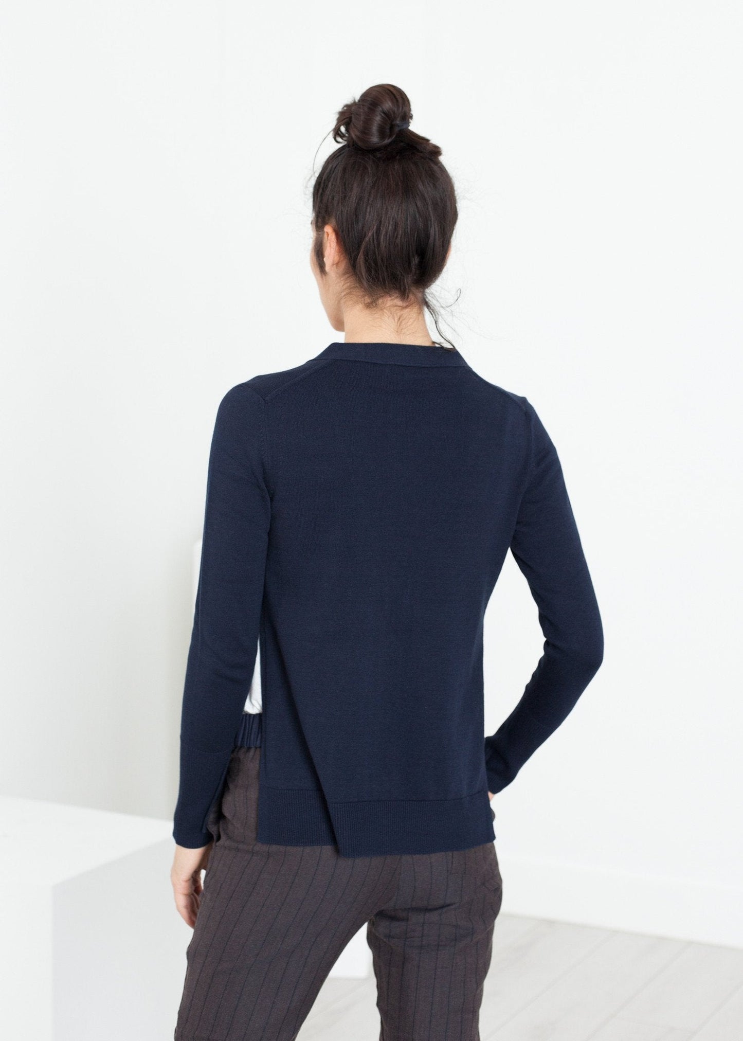 Cardigan carré en bleu marine