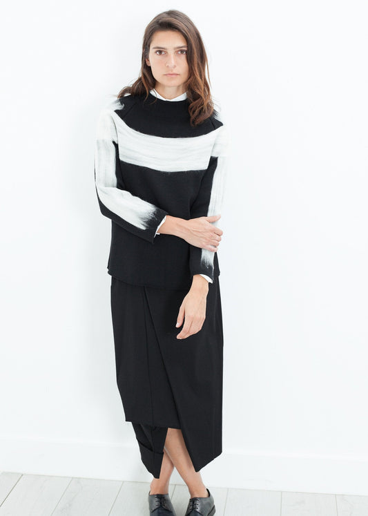 Kontrast gefilzter Pullover in Schwarz