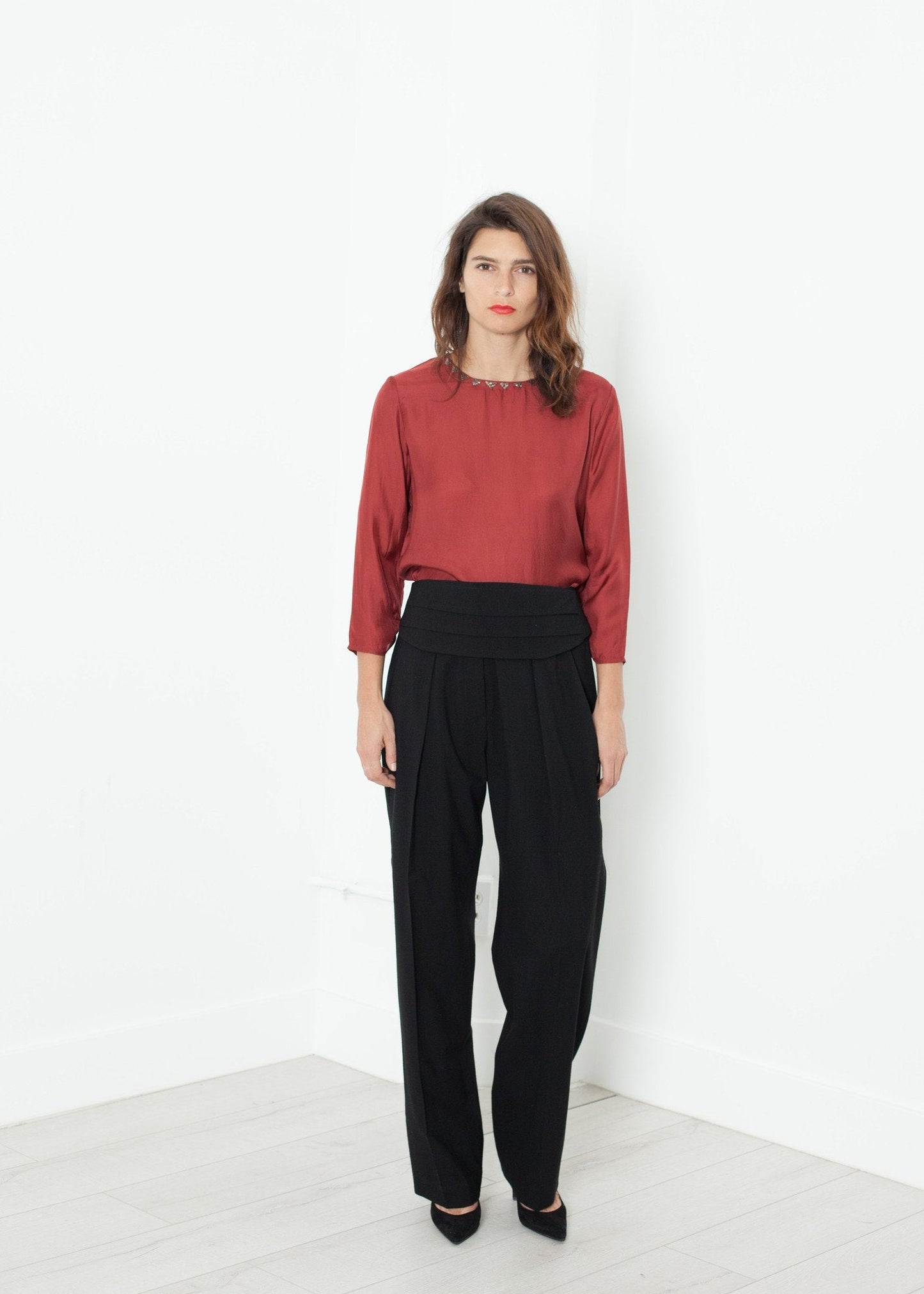 Bundfaltenhose in Schwarz