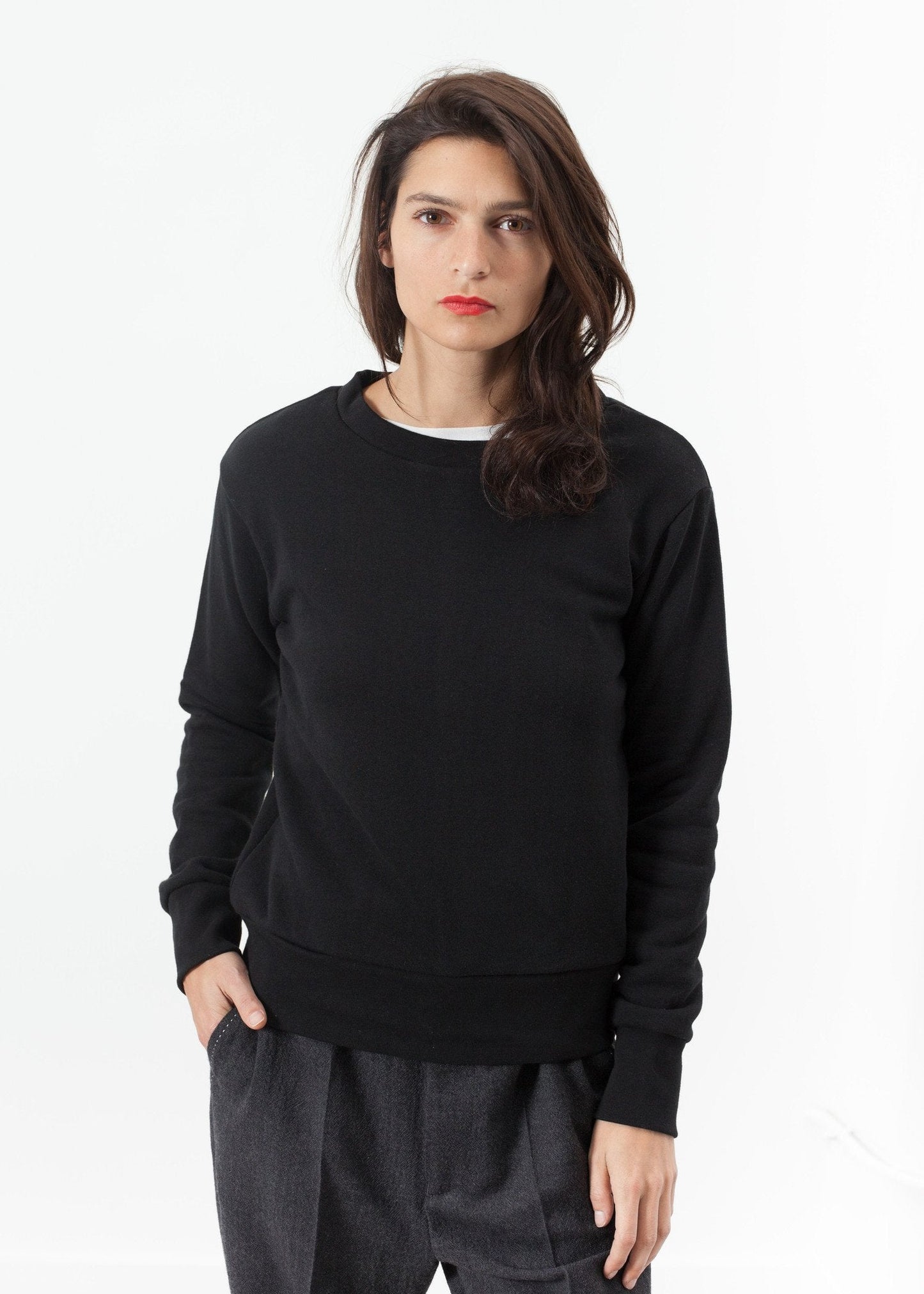 Loopwheeler-Sweatshirt in Schwarz 