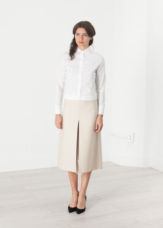 Jupe plissée en tulle crème