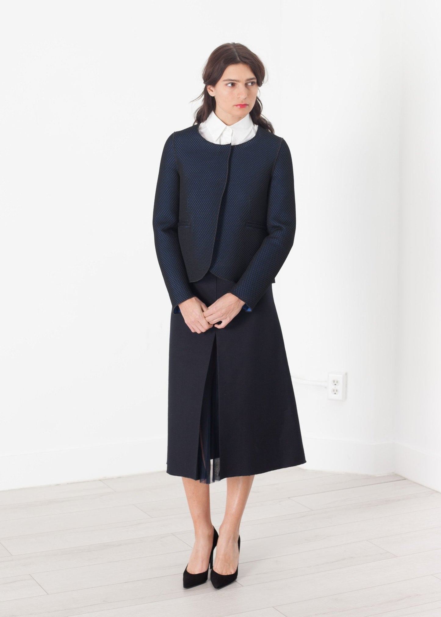Webjacke in Schwarz/Blau