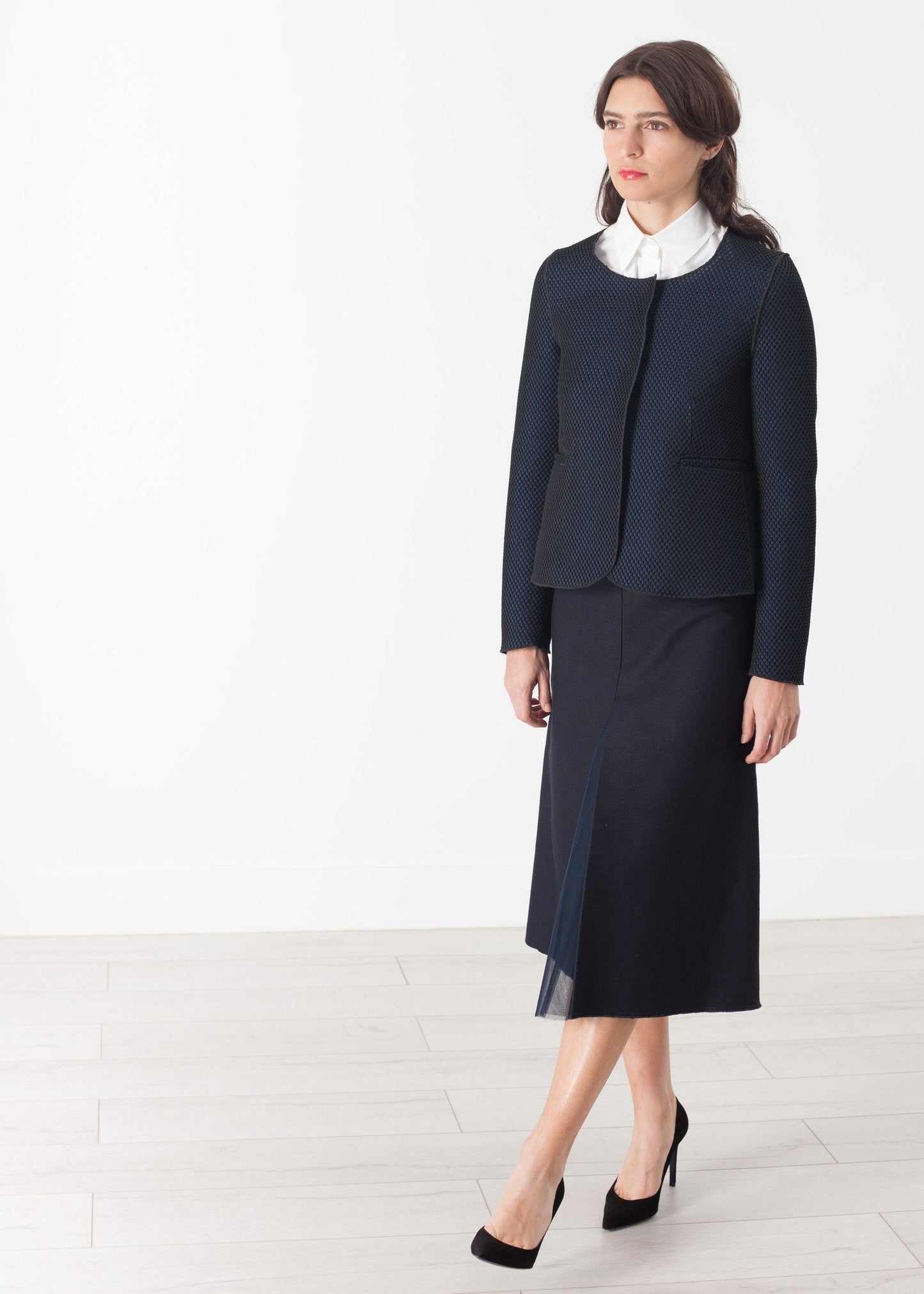 Webjacke in Schwarz/Blau