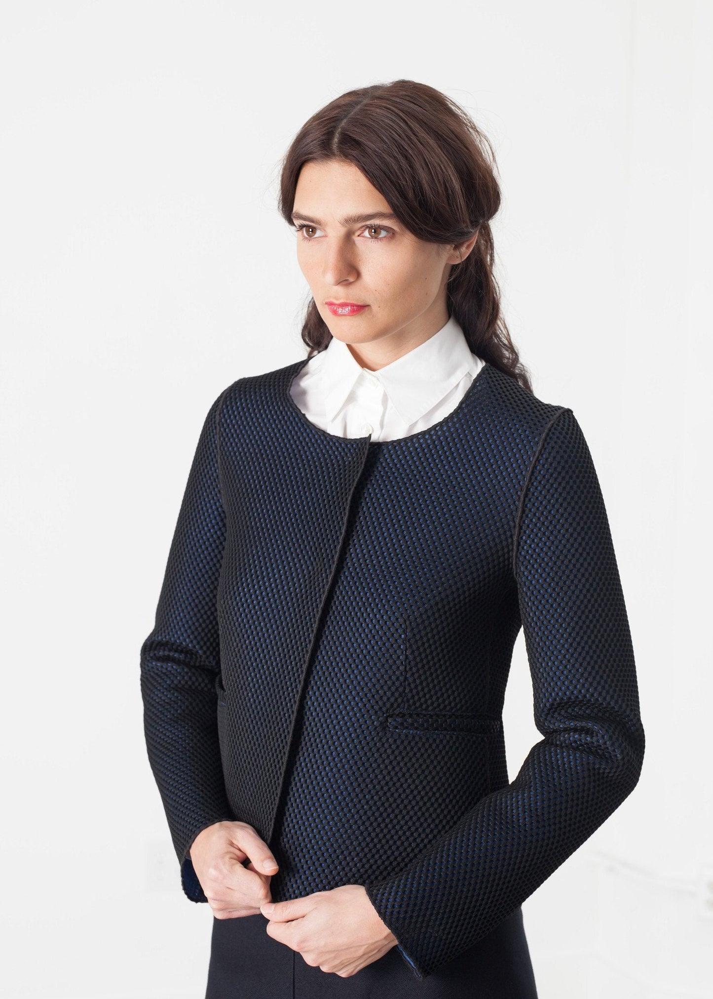 Webjacke in Schwarz/Blau
