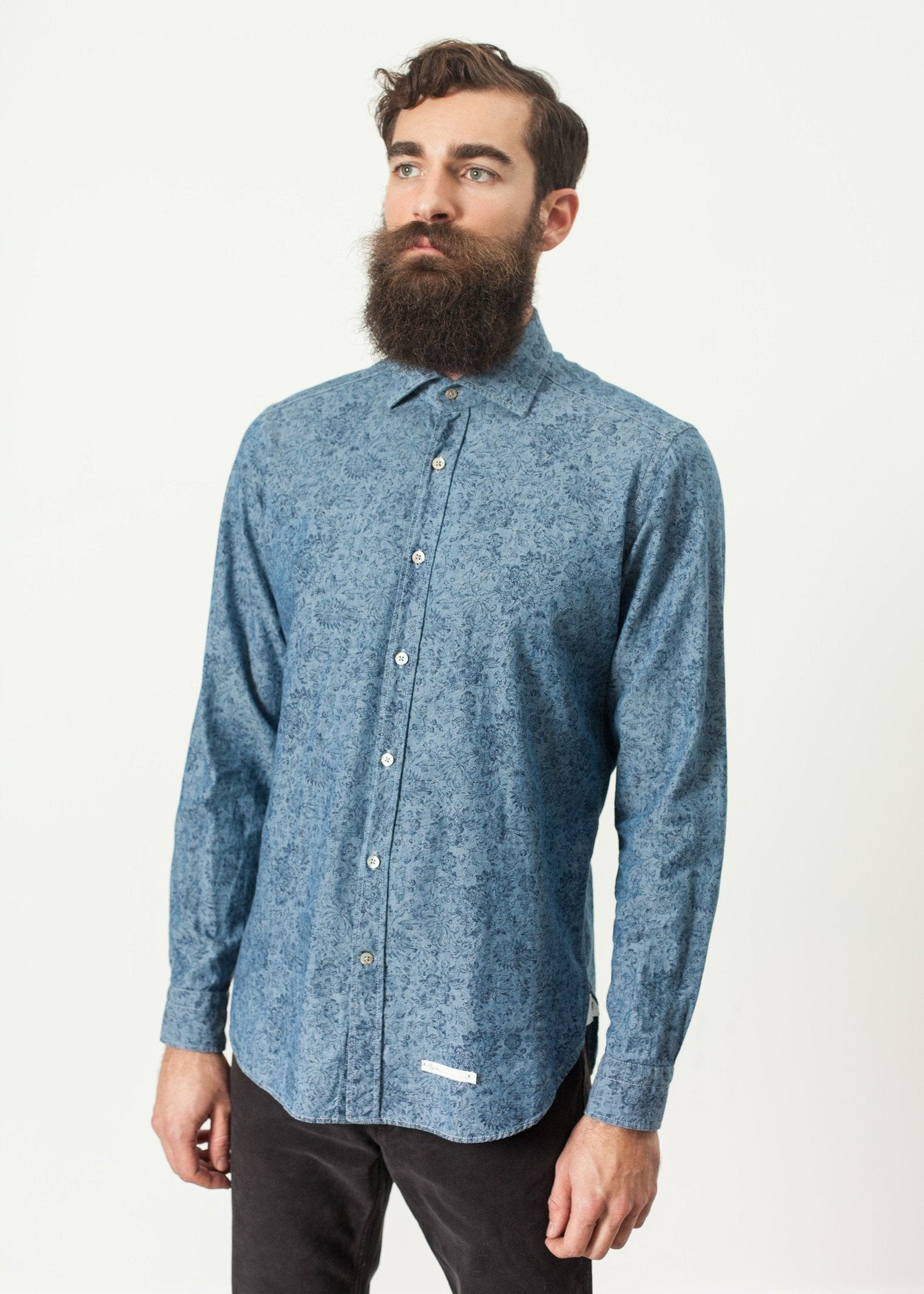 Blommig Button-Up i blått