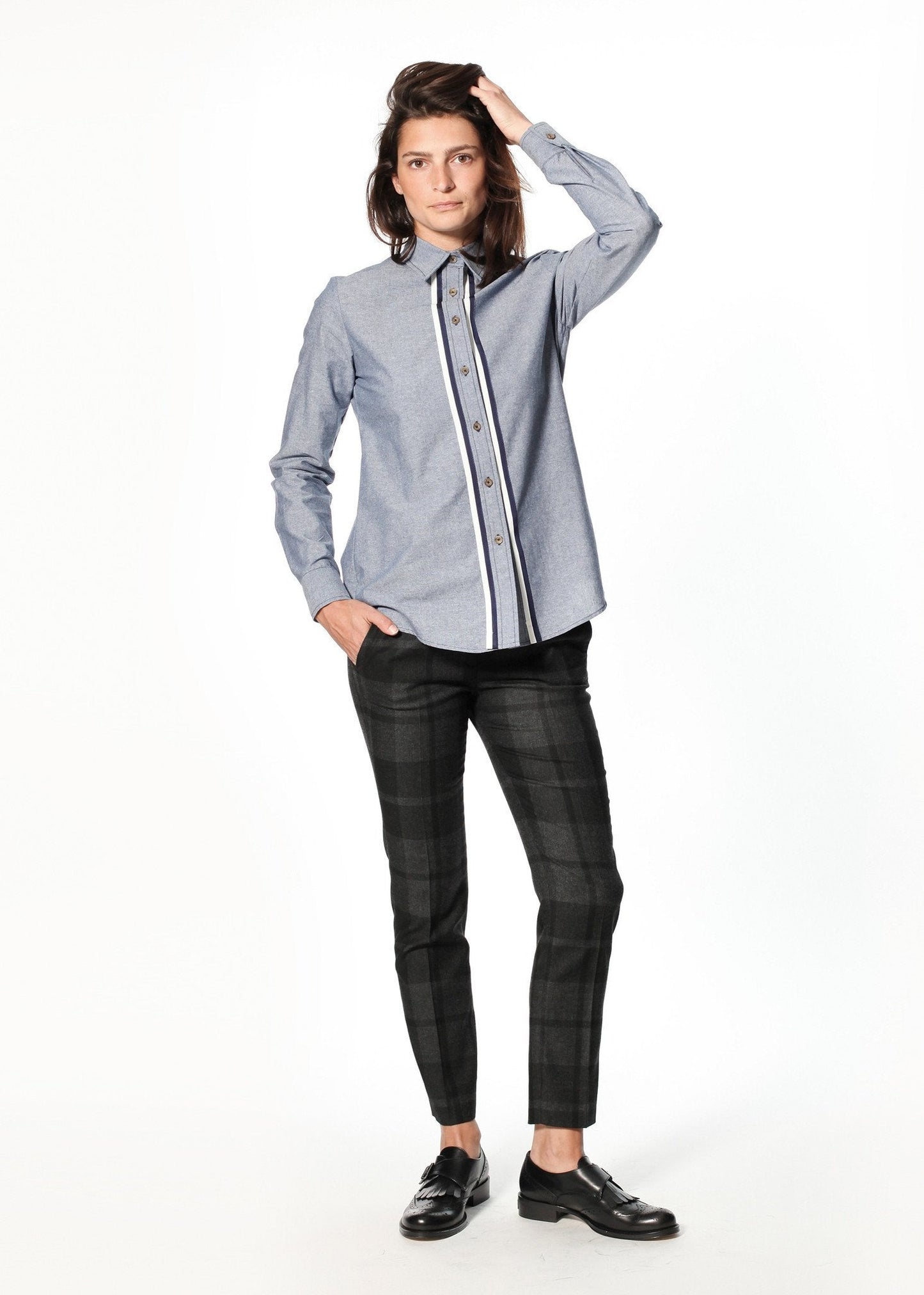 Chambray Boyfriend-Hemd in Blau