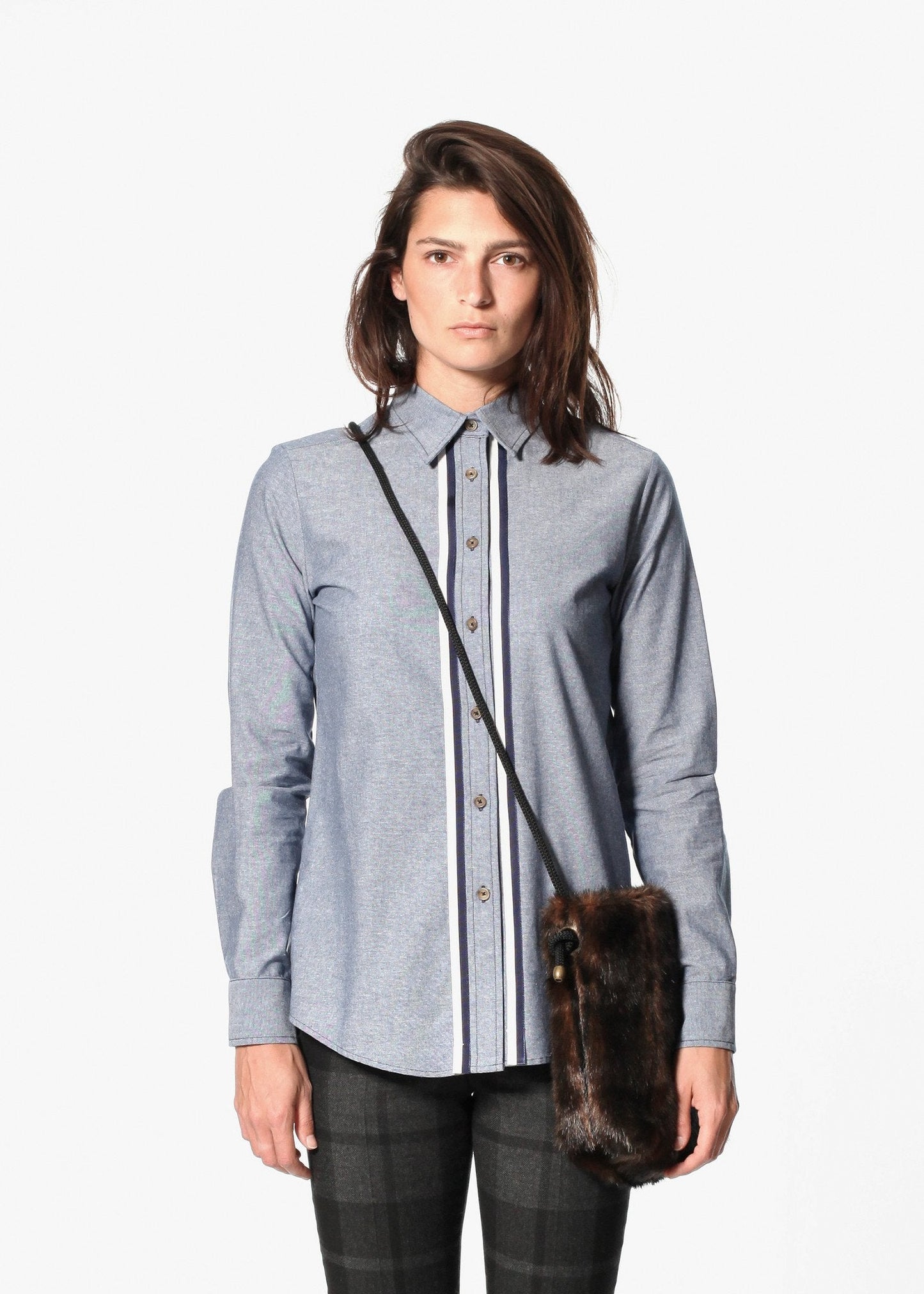 Chambray Boyfriend-Hemd in Blau
