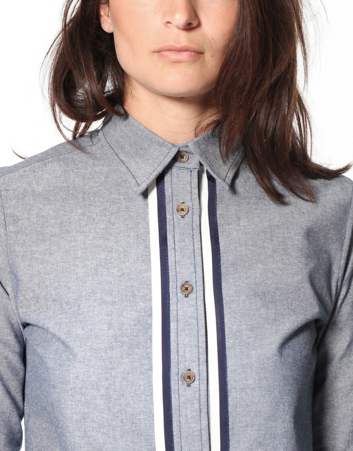 Chambray Boyfriend-Hemd in Blau