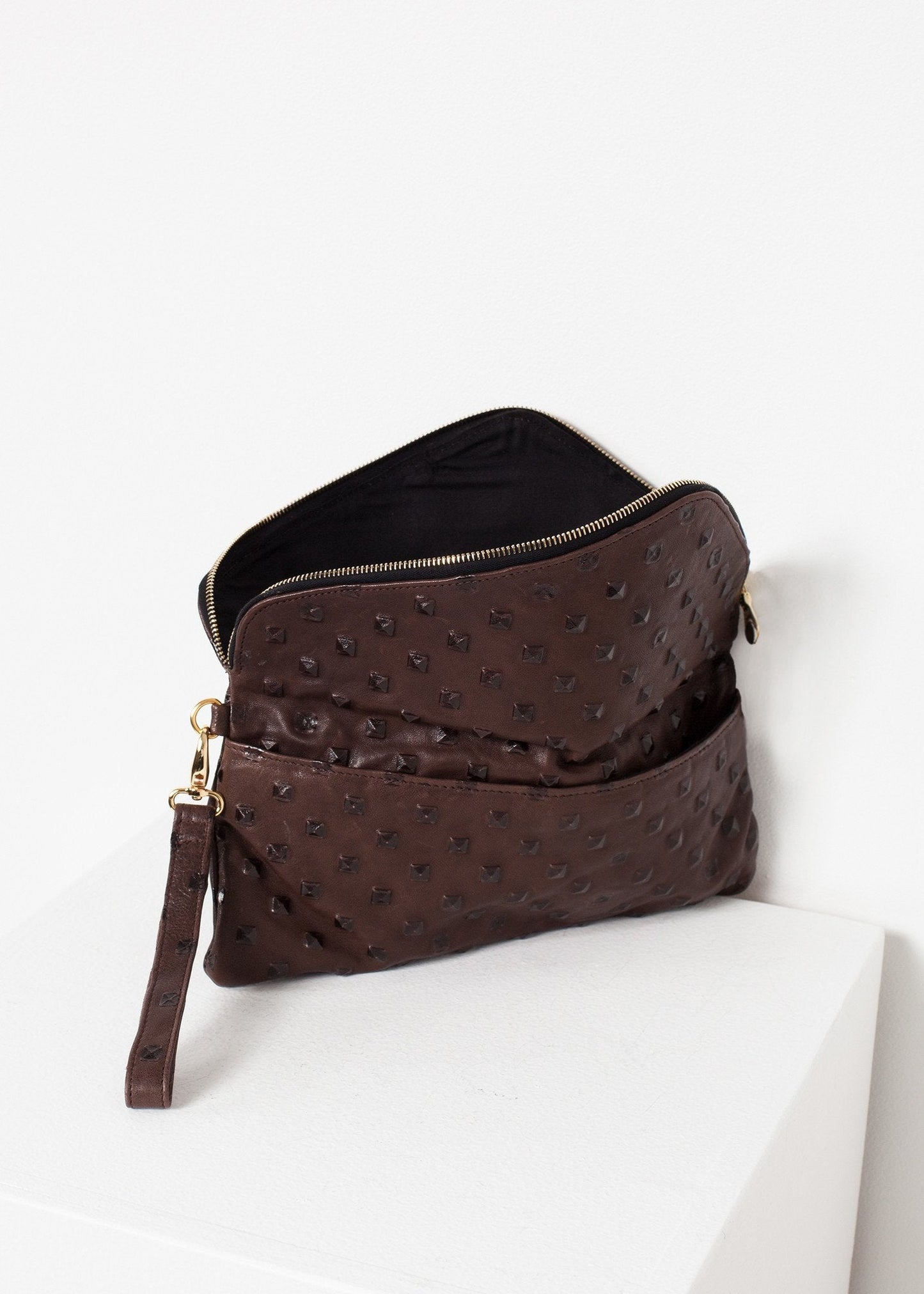 Roxanne Lederclutch in Braun