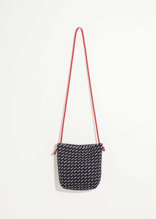 Schultertasche aus Wolle in Schwarz/Weiß