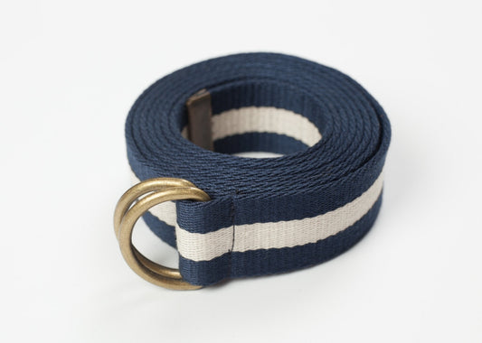 Gestreifter Webgürtel in Navy/Weiß